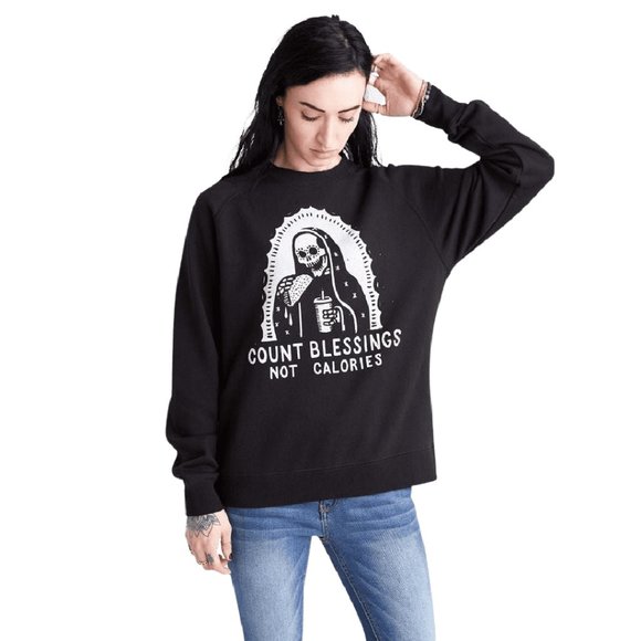 Pyknic Count Blessings Not Calories Eco-friendly Comfy Soft Sweatshirt - Picture 1 of 3